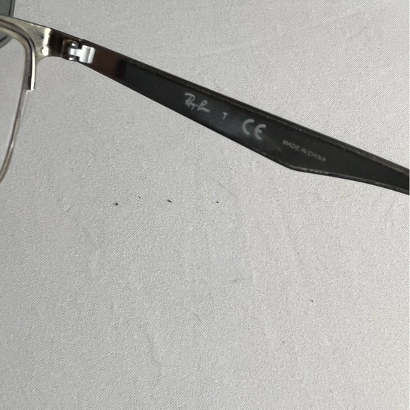 Ray-Ban silver rimless eyeglasses gray arms rubber at ends Rx lens installed - Picture 6 of 9